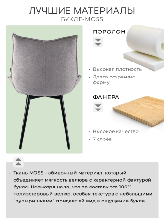 Стул для кухни Осло букле серый MOSS 960