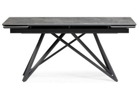 Керамический стол Вилсон 160(220)х89х75 серый мрамор baolai, черный