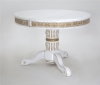 Стол круглый раскладной Милорд (110х160) белый с золотой патиной
