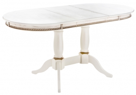 Стол деревянный Кантри 120 молочный, золотая патина