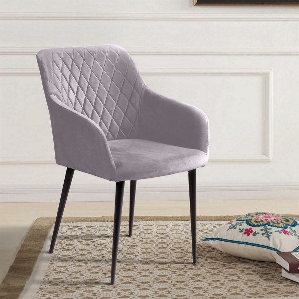 Стул с подлокотниками Robert бархат светло-серый