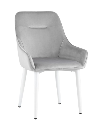 Стул Диана велюр серый ножки белые