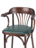 Деревянный стул Венский темный тон с мягким сиденьем из зеленой экокожи с дугами назад