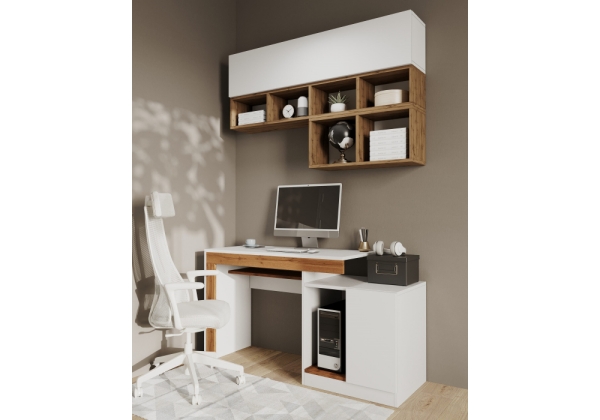 Компьютерный стол Модена белый, дуб вотан