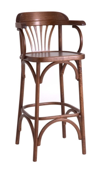 Барный деревянный стул Венский 750 средний тон с твердым сиденьем