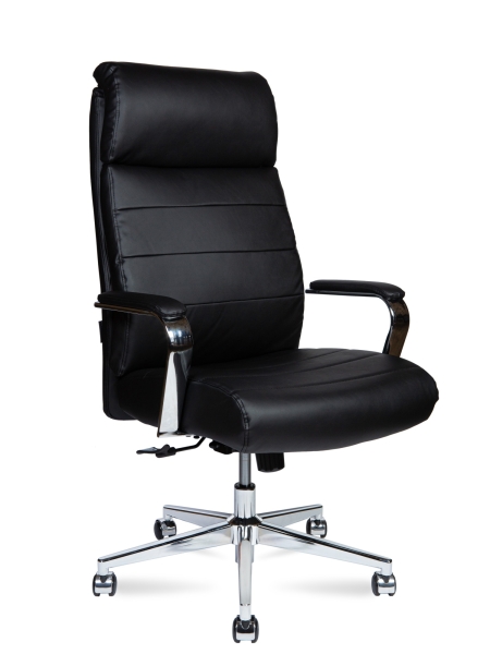 Кресло офисное Atlant черный, экокожа и металл, мягкое сиденье, с подлокотниками Кресло офисное Atlant черный, экокожа и металл, мягкое сиденье, с подлокотниками