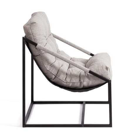 Кресло Charli серый и бежевый, ткань и металл, мягкое сиденье, без подлокотников