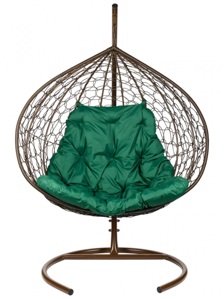 Двойное подвесное кресло "gemini" promo black зеленая подушка