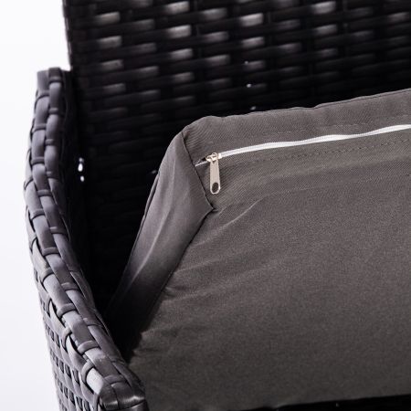 Обеденный сет (стол+4стула) (mod. 210036) пластиковый ротанг, стекло, 100х100х74 см / 60х60х75 см, черный, ткань: DB-16, серый