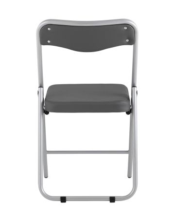 Складной стул Джонни экокожа серый каркас металлик