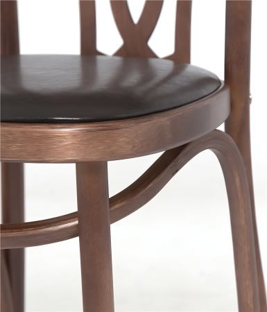 Стул "Астра Восьмерка" темный тон с мягким сиденьем из коричневой экокожи Стул "Астра Восьмерка" темный тон с мягким сиденьем из коричневой экокожи