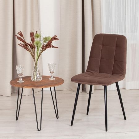 Стул CHILLY MAX ткань и металл, 45х54х90 см, коричневый 01, черный