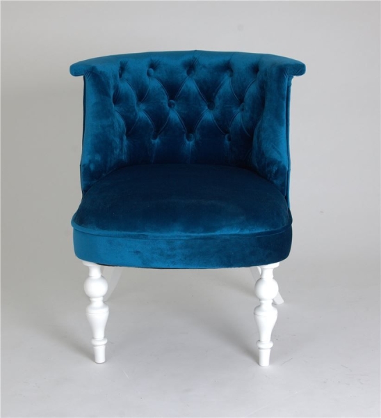 Деревянное кресло Бархат королевски-синее с белыми ножками