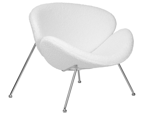 Кресло дизайнерское EMILY, белый (букле) ткань , хромированная сталь
