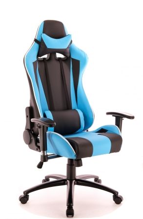 Игровое компьютерное кресло Lotus S5 экокожа голубой