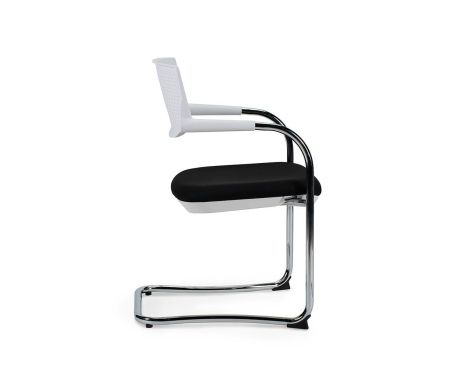 Кресло офисное Самба белый CF хром, белый пластик, черная ткань