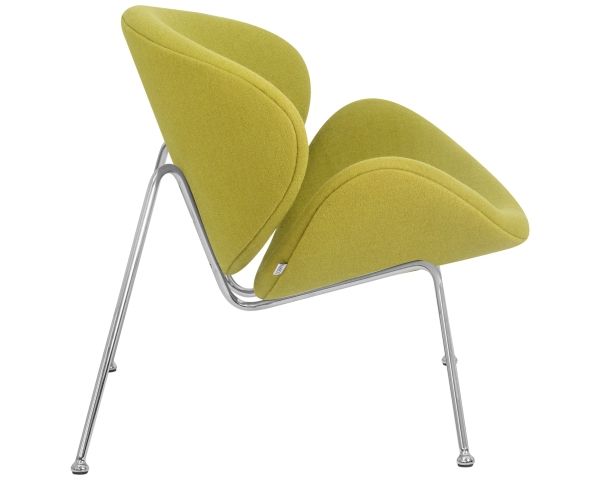 Кресло дизайнерское EMILY (светло-зеленая ткань AF3, хромированная сталь)