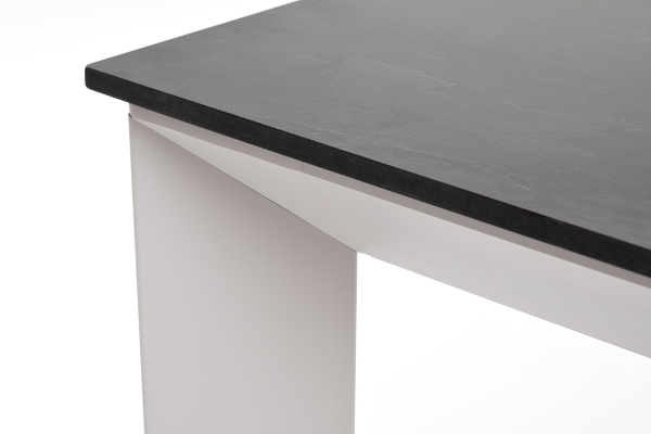 "Венето" обеденный стол из HPL 90х90 см, цвет "серый гранит", каркас белый