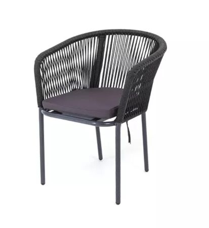 Плетеный стул "Марсель" из роупа (веревки), каркас темно-серый, цвет темно-серый