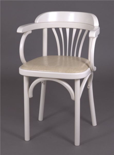 Деревянный стул Венский слоновая кость с мягким сиденьем из экокожи