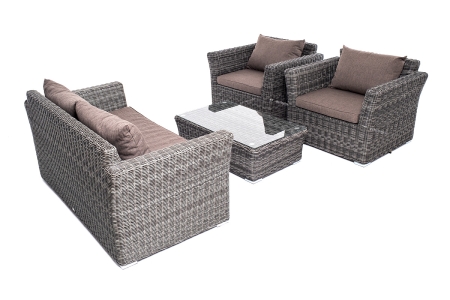 "Капучино Сингл" лаунж-зона из искусственного ротанга, цвет графит