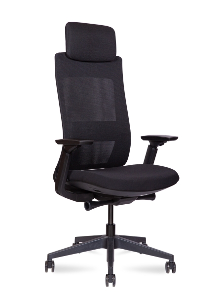 Кресло офисное Oslo черный, ткань и пластик, мягкое сиденье, с подлокотниками