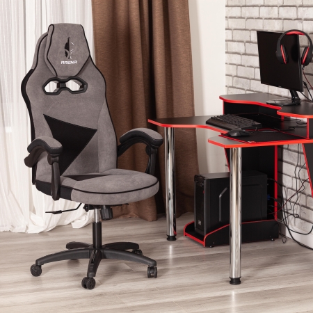 Кресло ARENA флок, серый и черный