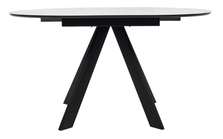 Стол БОНЖУР 100 белый мрамор, черная шагрень, стекло, черный каркас