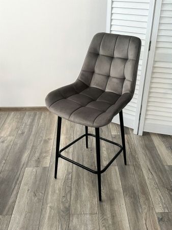 Полубарный стул ХОФМАН H-18 графитовый велюр, черный каркас H=63cm