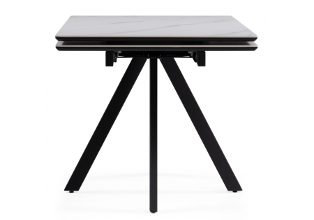 Керамический стол Вилли 140(200)х80 белый мрамор, черный