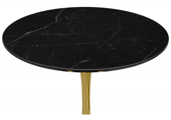 Керамический стол Тулип 90х73 черный мрамор, золото