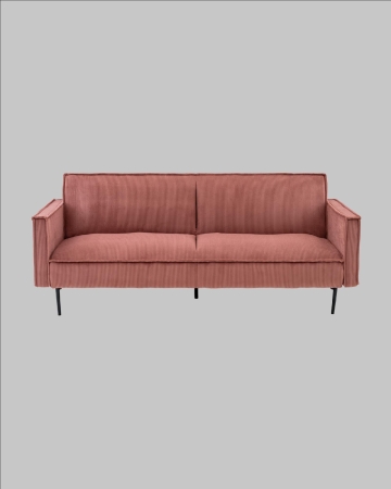 Диван прямой Кассель велюр рельефный коралловый