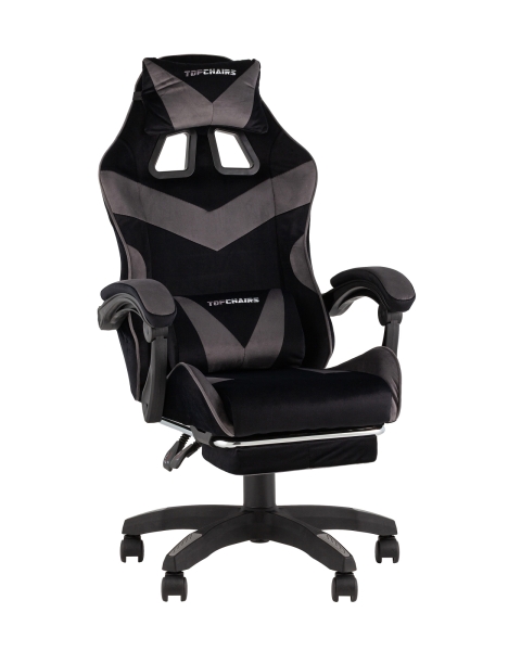 Кресло спортивное TopChairs MG-7019 велюр черно-серый