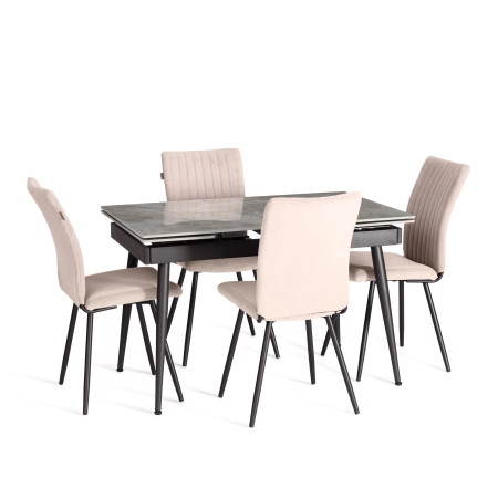 Стул обеденный Monte Carlo бежевый, ткань и металл, мягкое сиденье, без подлокотников Стул обеденный Monte Carlo бежевый, ткань и металл, мягкое сиденье, без подлокотников