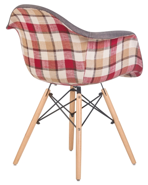 Стул обеденный DAW THOMAS ножки светлый бук, сиденье 010 яркая клетка, серая ткань