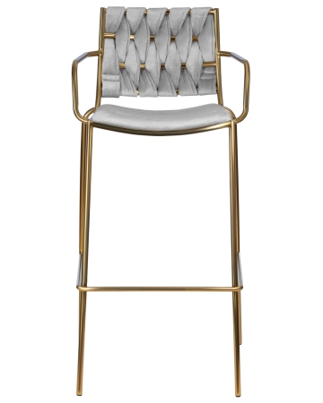 Набор 2 шт Стул барный MILLER GOLD, cветло-серый велюр (135-37)