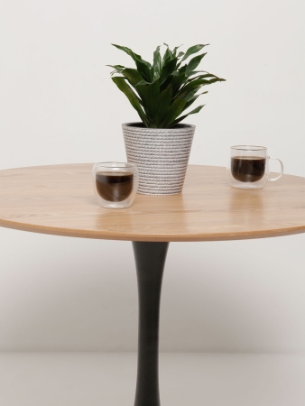 Стол Tulip style 80 черный, орех