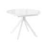 Стол круглый раздвижной со стеклом "RONDO-110" белый оптивайт, белый 110-145