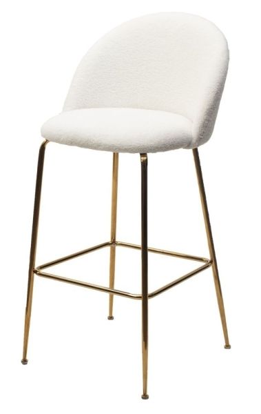Барный стул GLADE NINI-01 Белый, teddy / золотой каркас М-City
