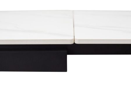 Стол FORIO 160 MATT WHITE MARBLE SINTERED STONE, BLACK