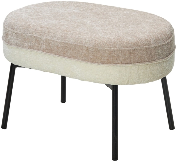 Пуф для гостиной RORY белый, бежевый, шенилл, черный каркас