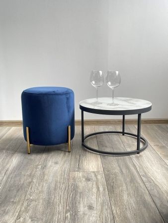 Пуф для гостиной RICE BLUVEL-86 NAVY синий, золотой фото в интернет-магазине Stoolmarket