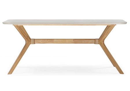 Керамический стол Unika 180x80 белый спеченный камень, светлое дерево