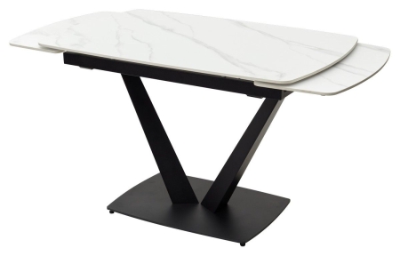 Стол ALATRI 120 MATT WHITE MARBLE SINTERED STONE, BLACK