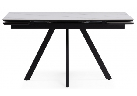 Керамический стол Вилли 140(200)х80 белый мрамор, черный