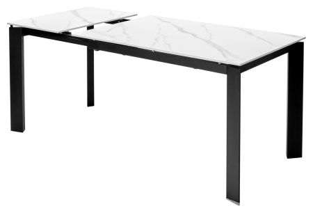 Стол CORNER 120 SINTERED STONE WHITE MARBLE, BLACK фото в интернет-магазине Stoolmarket
