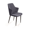 Стул с подлокотниками Hunt, бархат серый, черный конус