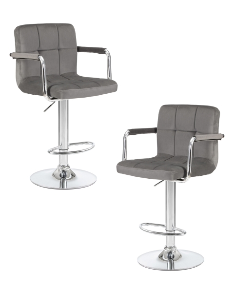 Набор 2 шт Стул барный KRUGER ARM, серый велюр (MJ9-75)
