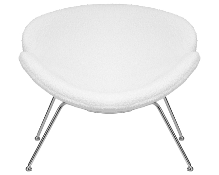 Кресло дизайнерское EMILY, белый (букле) ткань, хромированная сталь