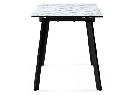 Стеклянный стол Агни 110(140)х68х76 мрамор белый, черный матовый